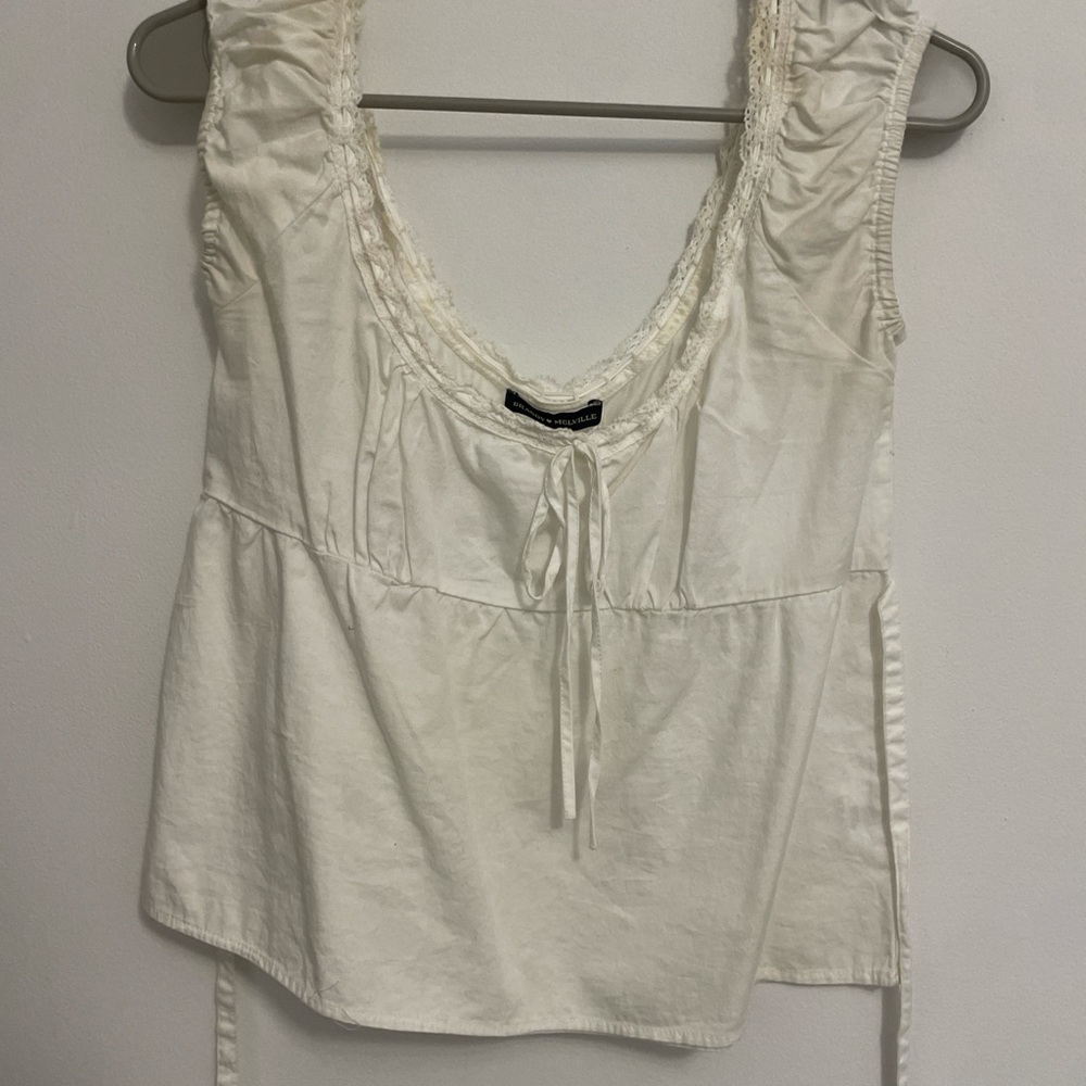 Brandy Melville Cream Lace Accent Blouse